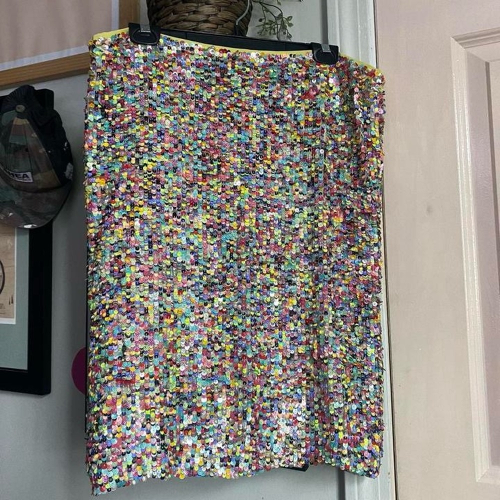 Per Se Pink Gold Sequin Pencil Skirt Cocktail